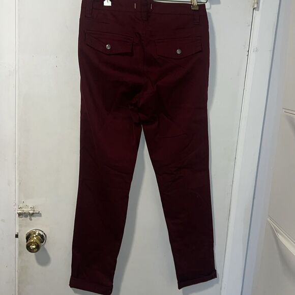 NINE WEST VINTAGE AMERICA Maroon Emma Aviator Pants-10 - Picture 4 of 8